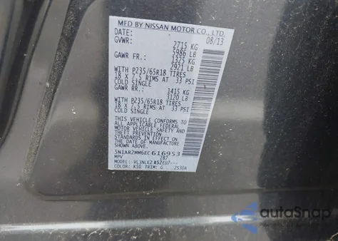 2014 Nissan Pathfinder Sv z USA, uszkodzony, nr VIN 5N1AR2MM6EC616953